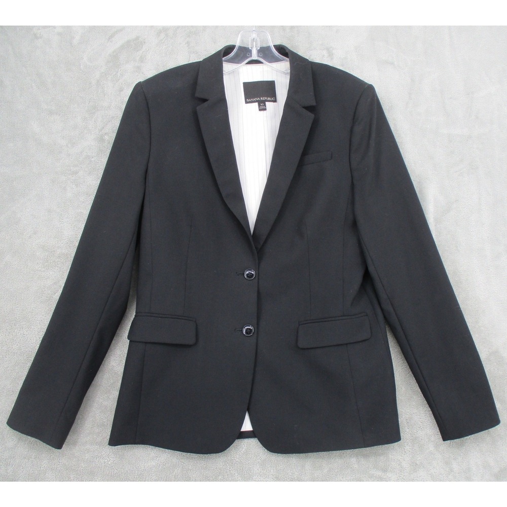 Banana Republic Blazer Womens Size 10 Wool Blend Office Career All Season Black
